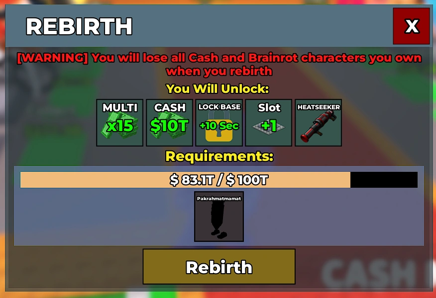 MMOJUGG Steal a Brainrot Rebirth 15 Brainrots Details View of Item Function and Use